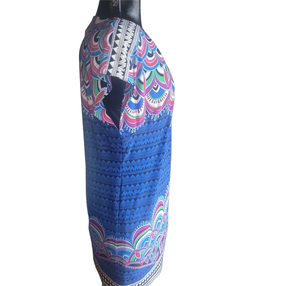 Laundry By Shelli Segsl Multi Colored Abstract Print Short Sleeve Dress M - Picture 4 of 7